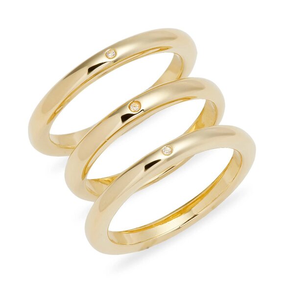 NEW Nordstrom Demi Fine Set of 3 Skinny Band Rings 14k Gold Plated Size 7 $60 - Picture 1 of 11